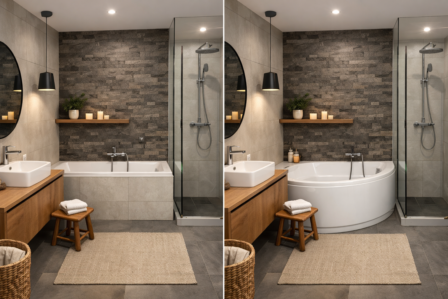 Прямоугольная ванна vs асимметричная