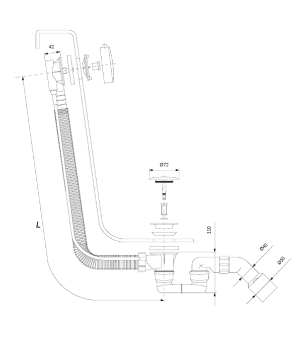 Слив-перелив для ванны CGS, черный матовый