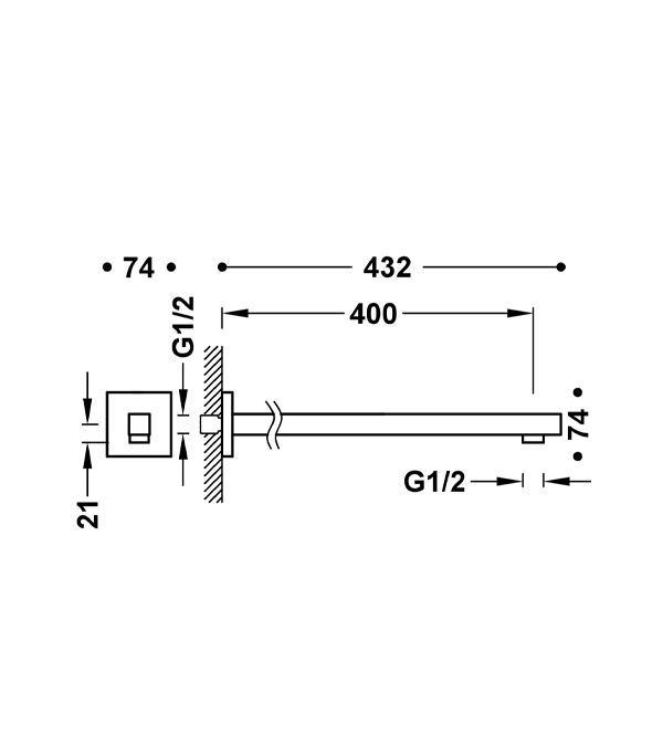 Кронштейн для верхнего душа Tres, черный матовый