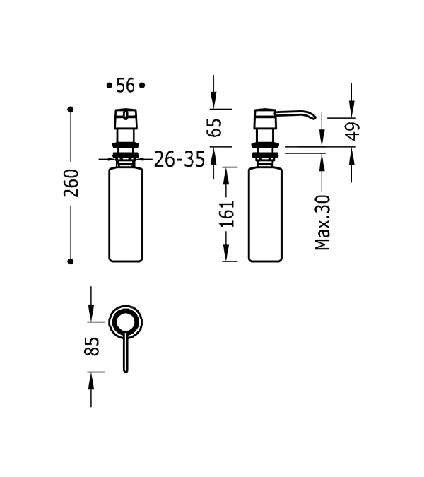 Dispenser Tres, crom