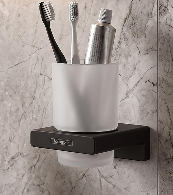 Pahar cu suport Hansgrohe AddStoris, negru mat