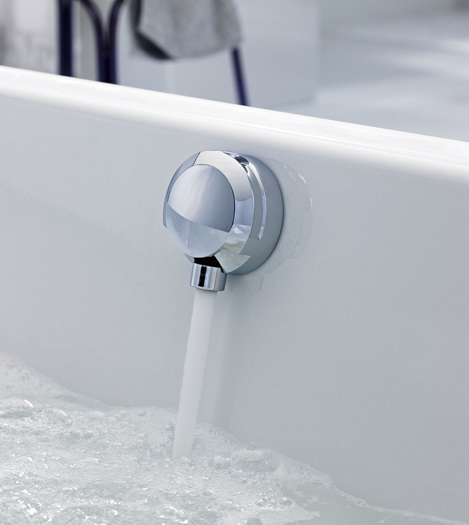Сифон удлиненный автомат для нестандартных ванн с наполнением через перелив, хром