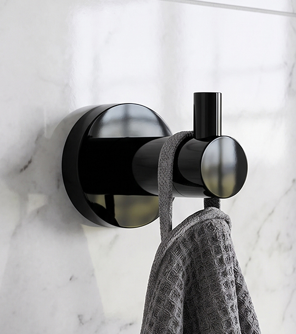 Cuier pentru baie Omnires Modern Project, negru mat
