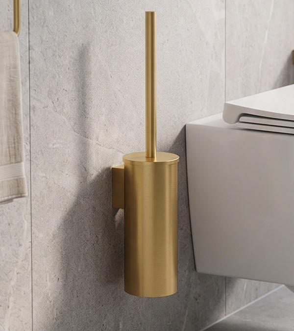 Perie pentru WC pe perete Omnires Modern Project, aur periat