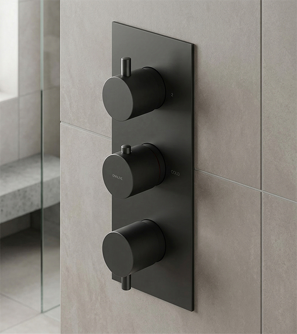 Baterie cada/dus Omnires Y termostatata cu 3 cai, grafit