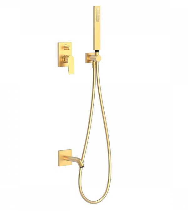 Sistema de duș încorporată pentru cadă Tres Project Colors, auriu mat