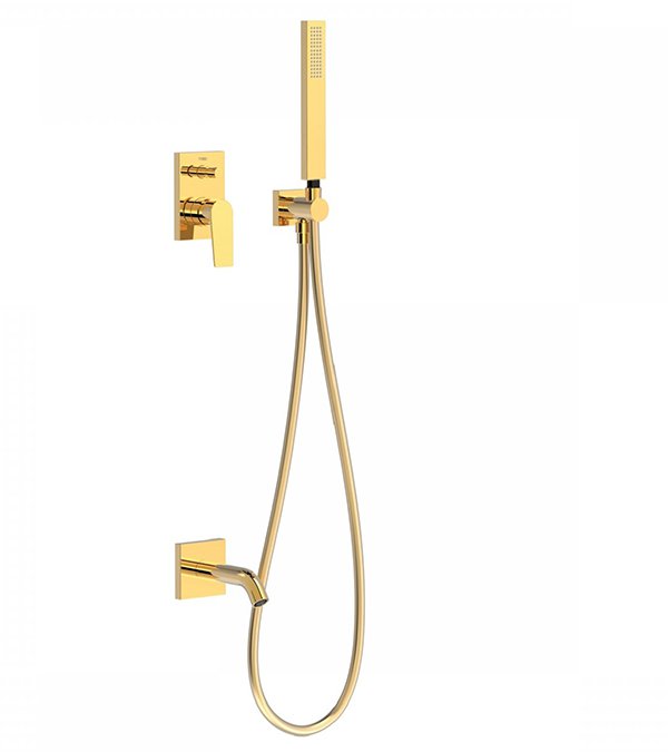 Sistema de duș încorporată pentru cadă Tres Project Colors, auriu 