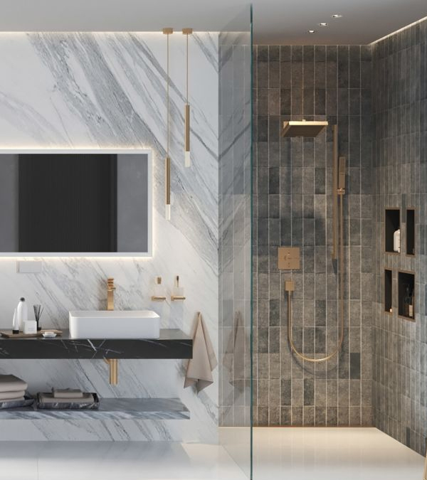 Palarie de dus Pulsify E 260, 1 jet, 26x26 cm, bronz periat