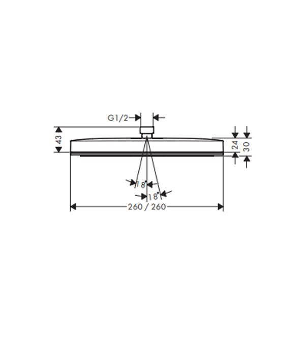 Palarie de dus Pulsify E 260, 1 jet, 26x26 cm, bronz periat