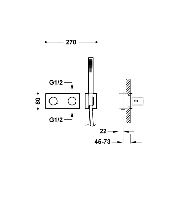 Sistema de duș pentru cadă Tres B-System, crom