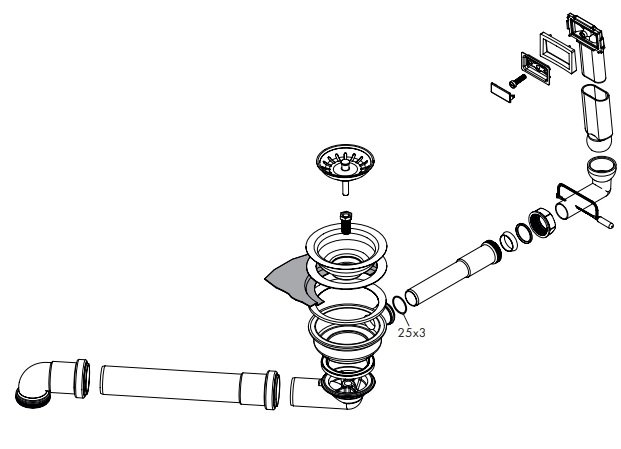Система cлива-перелива с ручным управлением Hansgrohe D16-10, для гранитной мойки c одной чашей