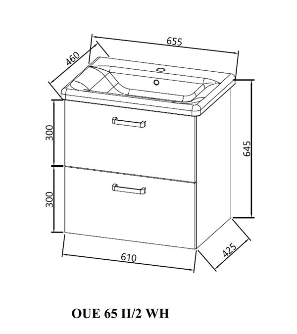 Dulap suspendat cu lavoar Kopla Evelin OUE 65 II/2, alb