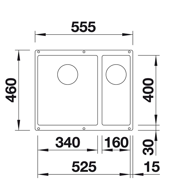 Кухонная мойка Blanco Subline 340/160-U, 525x400 мм, антрацит