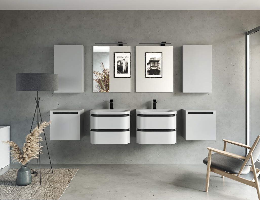 Vittoria dulap pentru baie cu lavoar din marmură artificială 600x500mm,  Alb