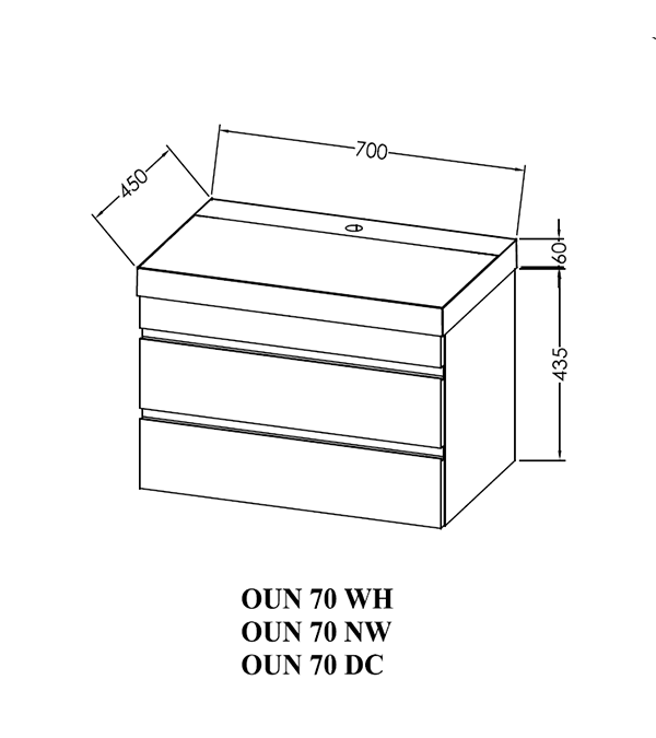 Naomi dulap pentru baie cu lavoar 700x450mm, "Alb"