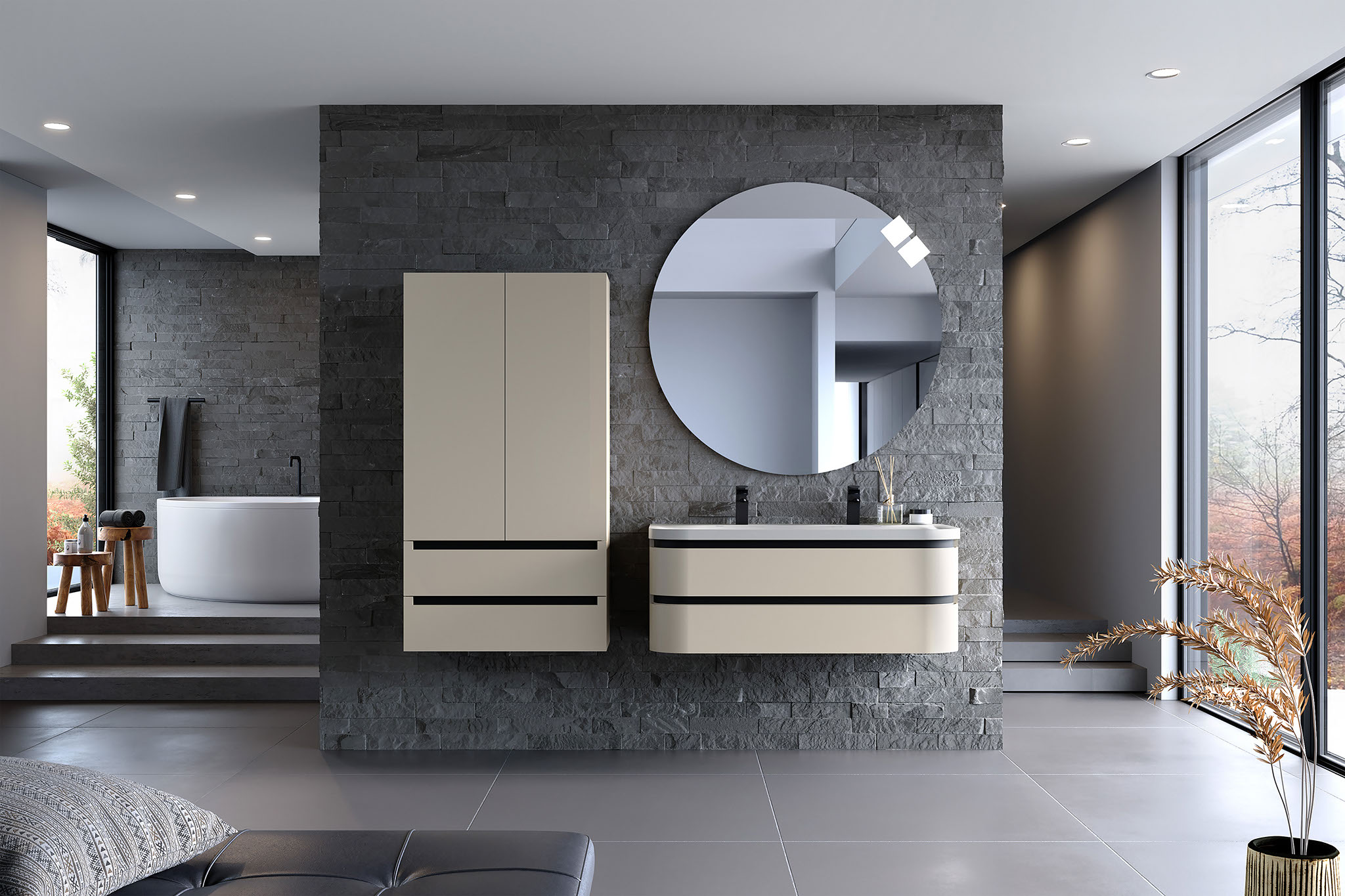Vittoria dulap pentru baie cu lavoar din marmură artificială 1200x500mm,  Bej