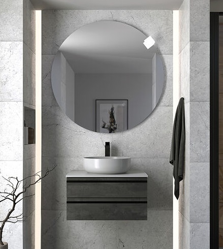 Alexis dulap pentru baie cu lavoar din marmură artificială 600x500mm,  beton (dark concrete)