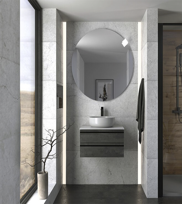 Alexis dulap pentru baie cu lavoar din marmură artificială 600x500mm,  beton (dark concrete)