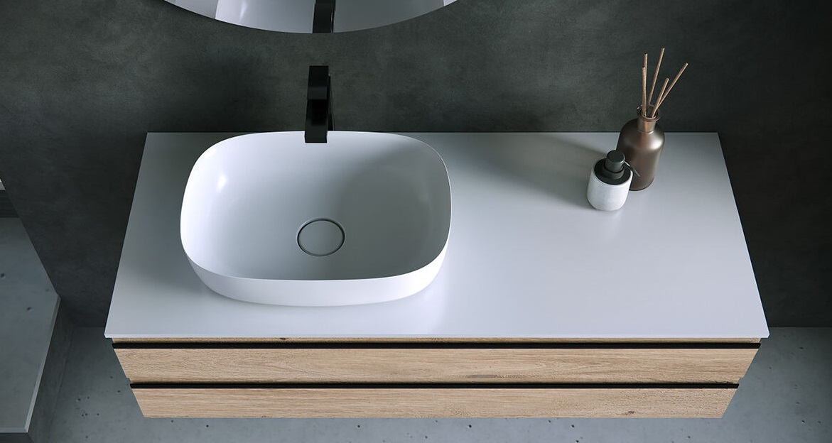 Alexis dulap pentru baie cu lavoar din marmură artificială 800x500mm, aspect lemn (сraft wood)
