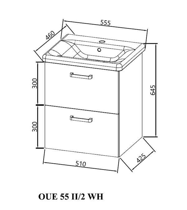 Dulap suspendat cu lavoar Kopla Evelin OUE 55 II/2, alb