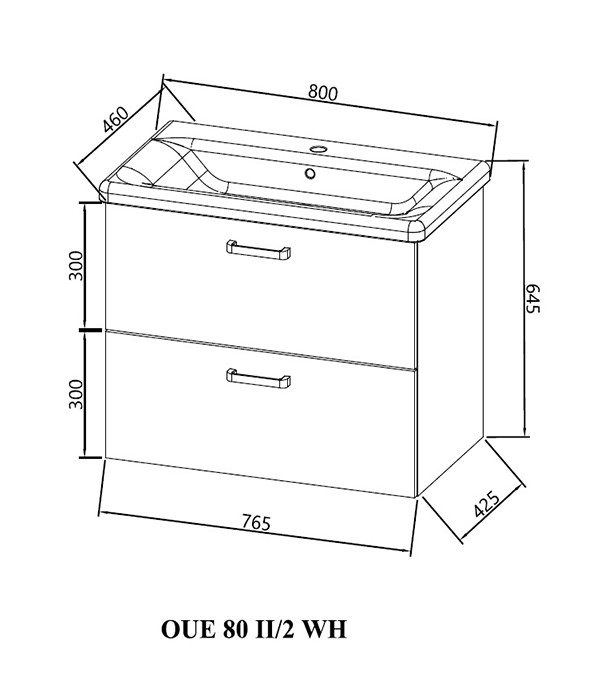 Dulap suspendat cu lavoar Kopla Evelin OUE 80 II/2, alb