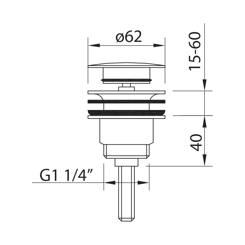 Донный клапан KLIK-KLAK 1 1/4", черный матовый