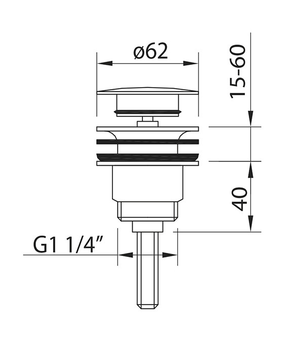 Донный клапан KLIK-KLAK 1 1/4", графит