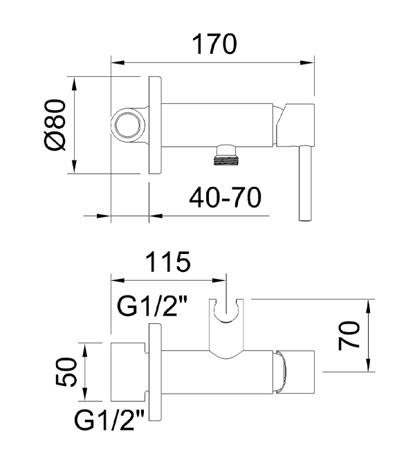 Duș igienic încorporat Clever Shattaf, crom