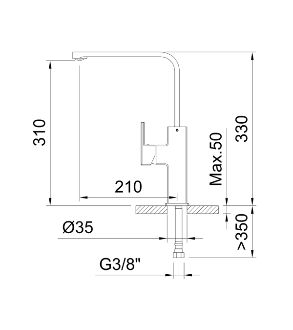 Смеситель для кухни Clever Alpina Square, графит