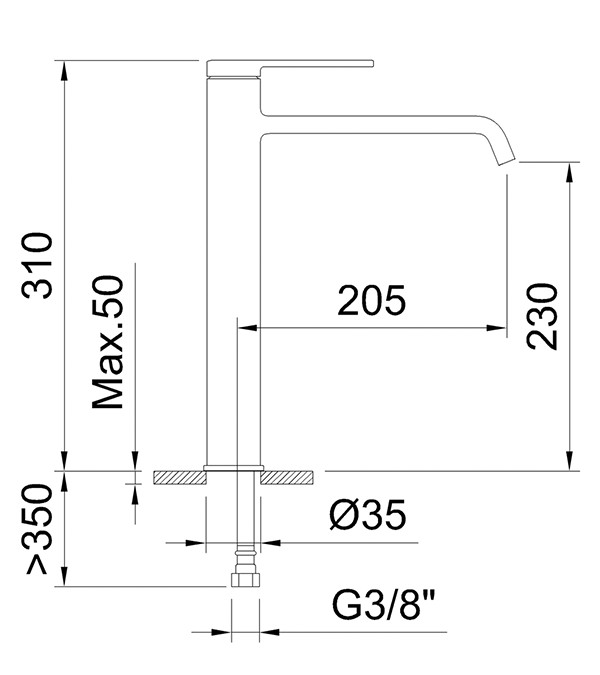 Смеситель для раковины Clever Velvet, 230 мм, шлифованное золото