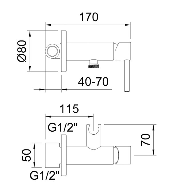 Гигиенический душ скрытого монтажа Clever Shattaf, шлифованное золото