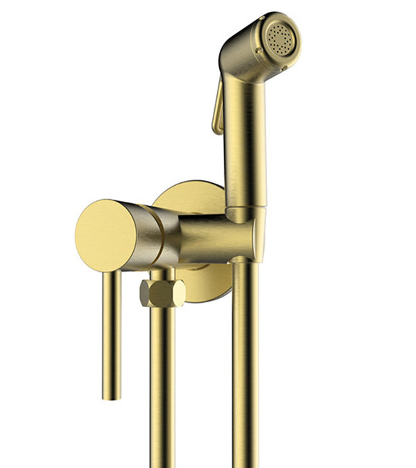 Гигиенический душ скрытого монтажа Clever Shattaf, шлифованное золото