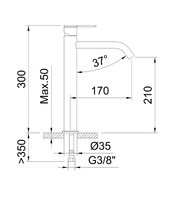 Смеситель для раковины Clever Nexus, 210 мм, графит