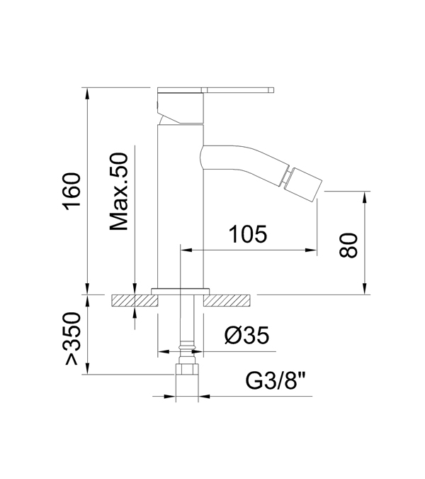 Baterie pentru bideu Clever Nexus, aur periat
