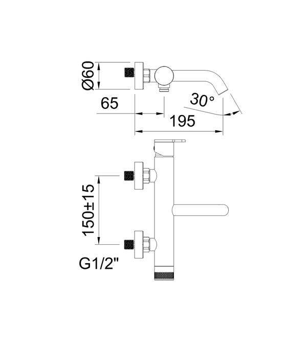 Baterie pentru cadă Clever Nexus, negru mat