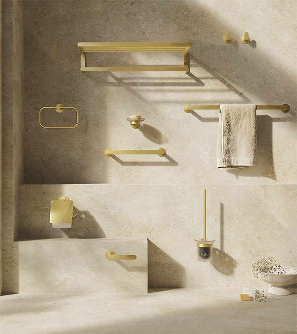 Suport hărtie igienică Clever, aur periat