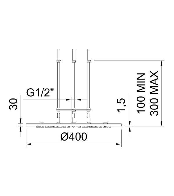 Cap de dus superior Clever 400x400 mm, grafit