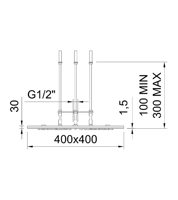 Cap de dus superior Clever 400x400 mm, negru mat