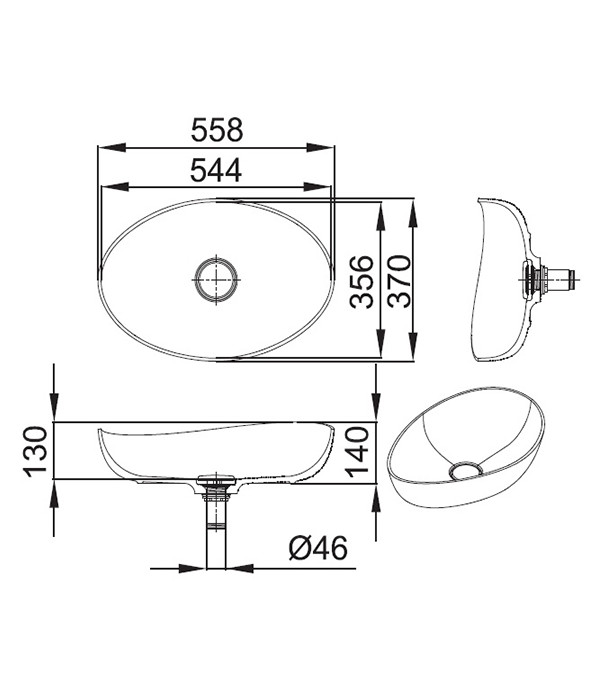 Раковина Demi ON из искусственного камня KERROCK® 56 см