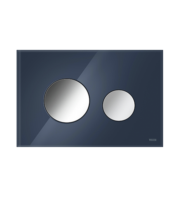 TECEloop Placa de actionare pentru WC,  sticla Evening blue / oțel inoxidabil periat