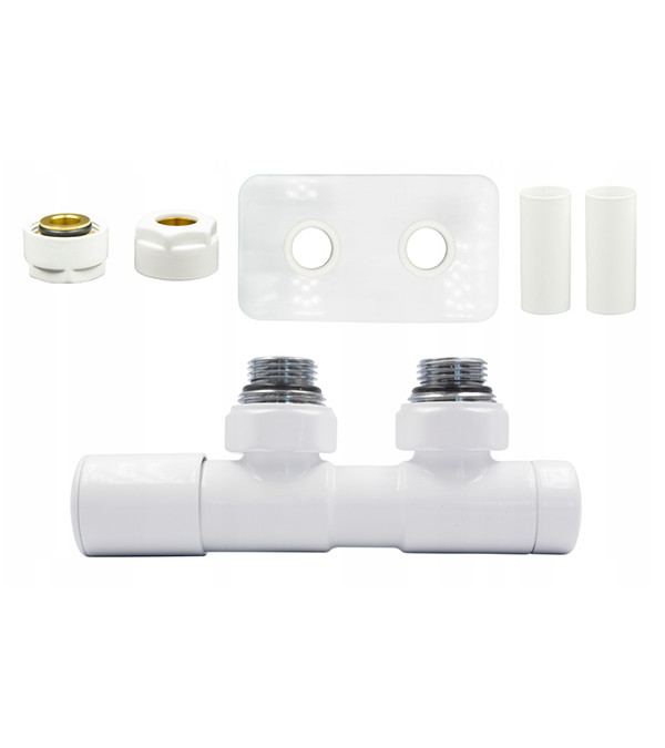 Set de robinete TWINS cu kit de mascare, alb lucios