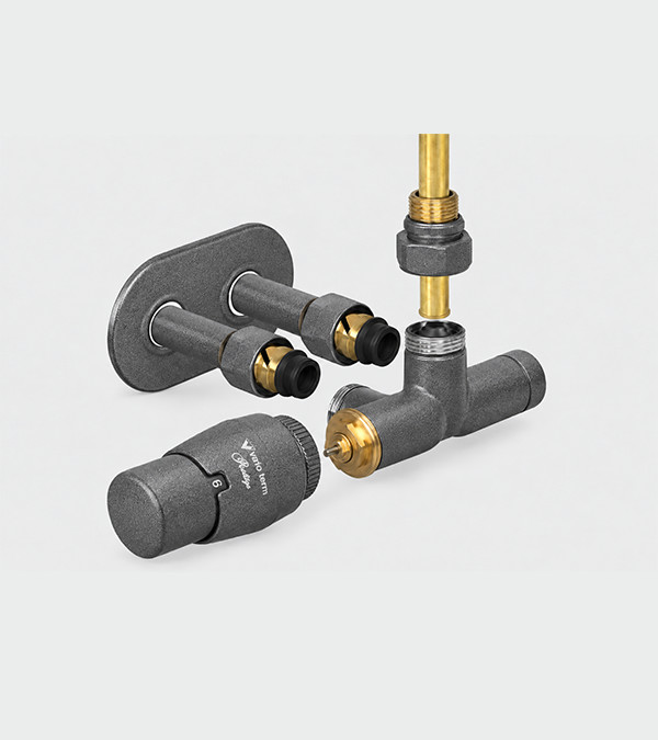 Set de robinete UNICO All In One cu cap termostatic, grafit structurat