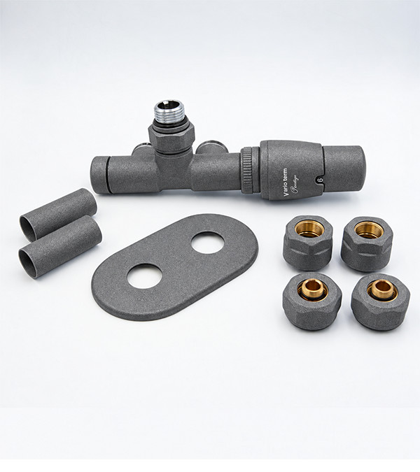 Set de robinete UNICO All In One cu cap termostatic, grafit structurat