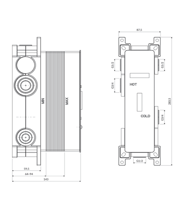 Элемент скрытого монтажа на 3 выхода Omnires Box
