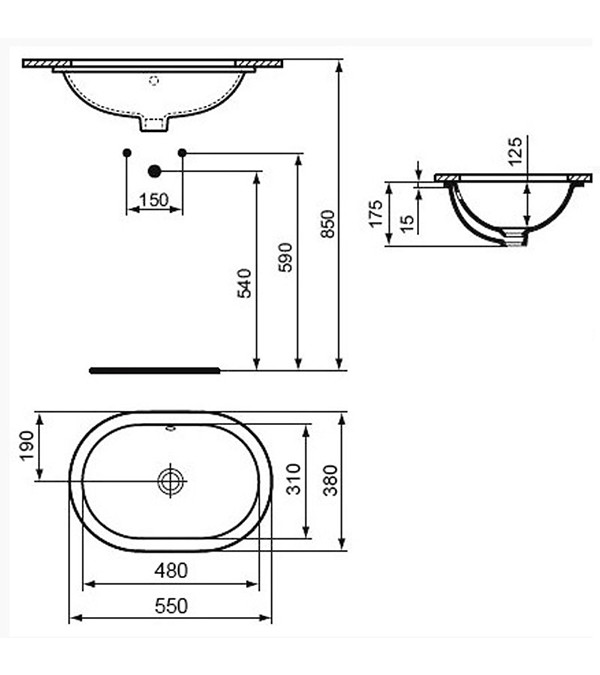 Lavoar sub blat Ideal Standard Connect, 55х38 cm