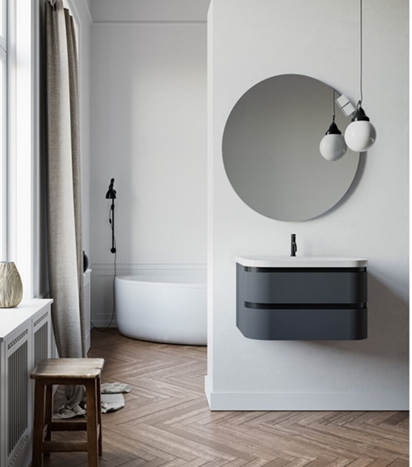 Vittoria dulap pentru baie cu lavoar din marmură artificială 800x500mm, Grafit inchis