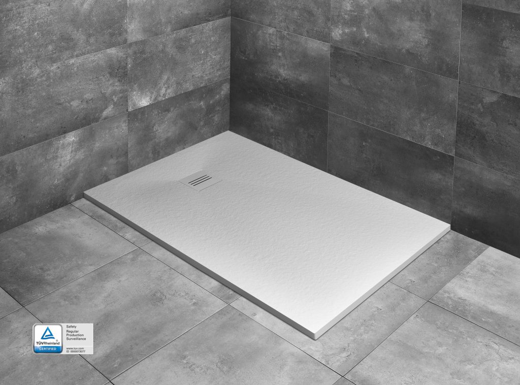 Cădita de duș slim Radaway Kyntos F 100x80x3cm, marmura, alba
