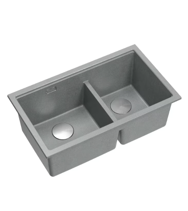 Кухонная мойка LOGAN 120, 760×450 мм, cерый металлик/стальной слив