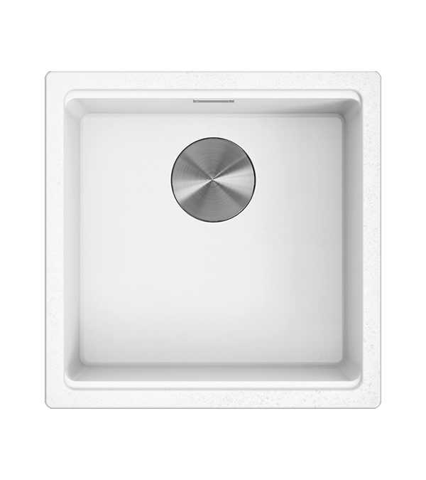 Гранитная кухонная мойка AMBAR 40, 400x400 мм, белый матовый