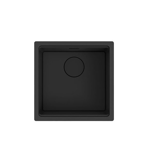 Гранитная кухонная мойка AMBAR 40, 400x400 мм, черный матовый